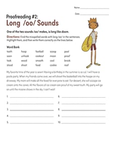 Proofreading #2: Long /oo/ Sounds