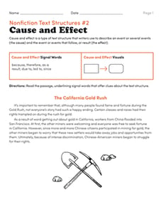 Nonfiction Text Structures #2: Cause and Effect