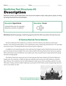 Nonfiction Text Structures #3: Description