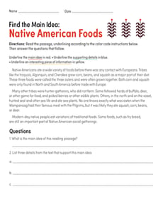 Find the Main Idea: Native American Foods
