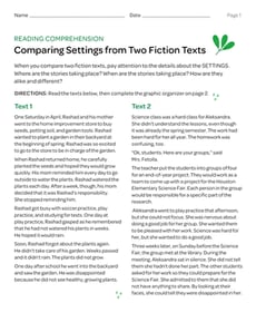 Comparing Settings from Two Fiction Texts