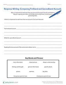 Response Writing: Comparing Firsthand and Secondhand Accounts