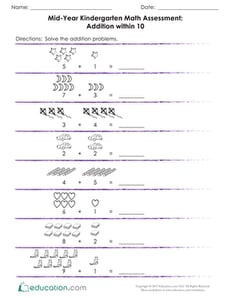 Mid-Year Kindergarten Math Assessment: Addition within 10