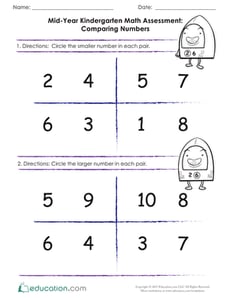 Mid-Year Math Assessment: Comparing Numbers