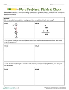 Word Problems: Divide & Check