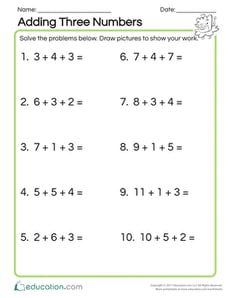 Assessment: Adding Three Numbers