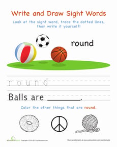Write and Draw Sight Words: Round