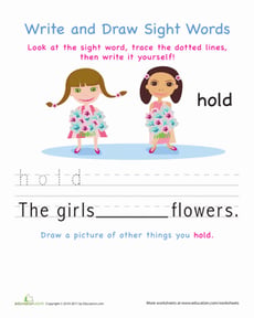 Write and Draw Sight Words: Hold
