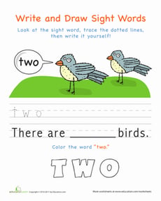 Write and Draw Sight Words: Two