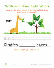 Write and Draw Sight Words: Eat