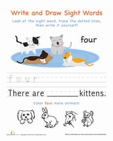 Write and Draw Sight Words: Four