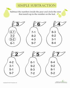 Simple Subtraction Pears