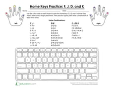 Home Keys Practice: F, J, D, and K