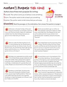 Author’s Purpose Task Cards