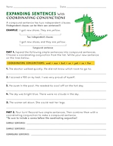 Expanding Sentences with Coordinating Conjunctions