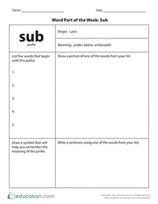 Word Part of the Week: Sub