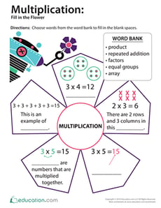 Multiplication: Fill in the Flower