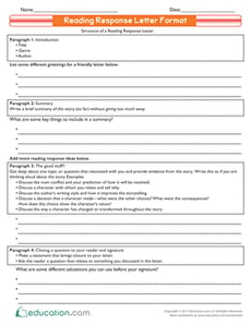 Reading Response Letter Format