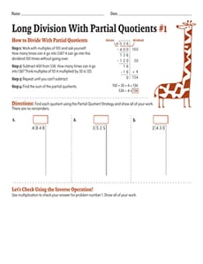 Long Division With Partial Quotients #1
