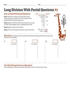 Long Division With Partial Quotients #2