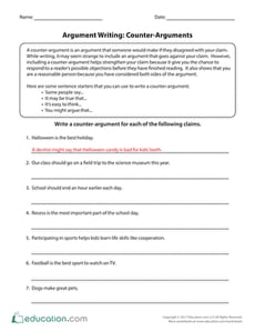 Argument Writing: Counter-Arguments