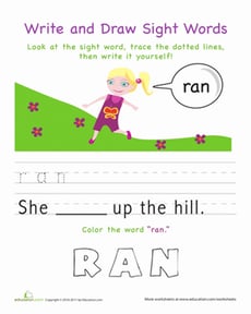 Write and Draw Sight Words: Ran
