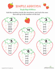 Simple Addition Strawberries