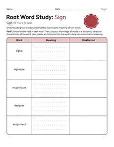 Root Word Study: Sign