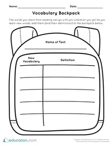 Vocabulary Backpack