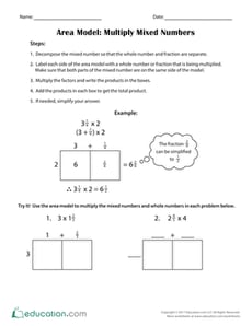 Area Model: Multiply Mixed Numbers