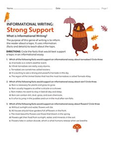 Informational Writing: Strong Support