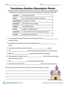 Vocabulary Builder: Descriptive Words