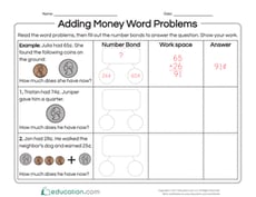 Adding Money Word Problems