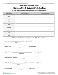 Show What You Know About Comparative & Superlative Adjectives