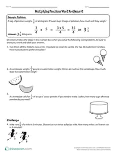 Multiplying Fractions Word Problems #2