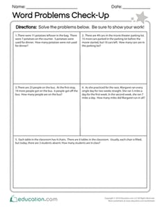 Word Problems Check-Up