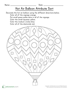 Hot Air Balloon Attribute Sort