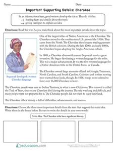 Important Supporting Details: Cherokee