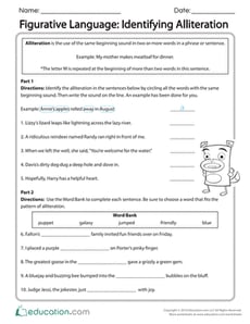 Figurative Language: Identifying Alliteration