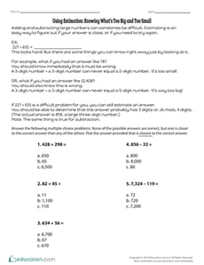 Using Estimation: Knowing What’s Too Big and Too Small