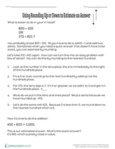 Using Rounding Up or Down to Estimate an Answer