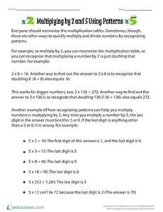 Multiplying by 2 and 5 Using Patterns