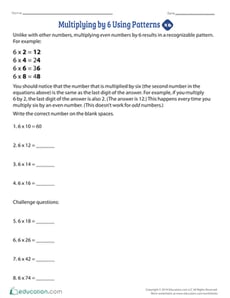 Multiplying by 6 Using Patterns