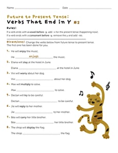 Future to Present Tense: Verbs That End in Y #2