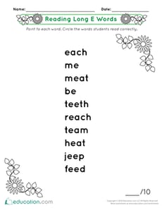 Reading Long E Words