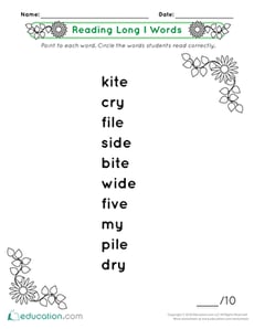 Reading Long I Words