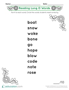 Reading Long O Words