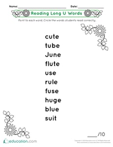 Reading Long U Words