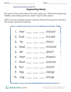Spring Assessment: Segmenting Words
