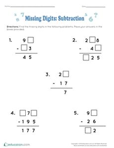 Missing Digits: Subtraction